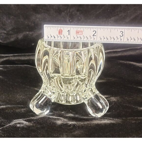 Vintage Jeannette Glass National Pattern Three-Toed Clear Glass Candleholder - Picture 10 of 14